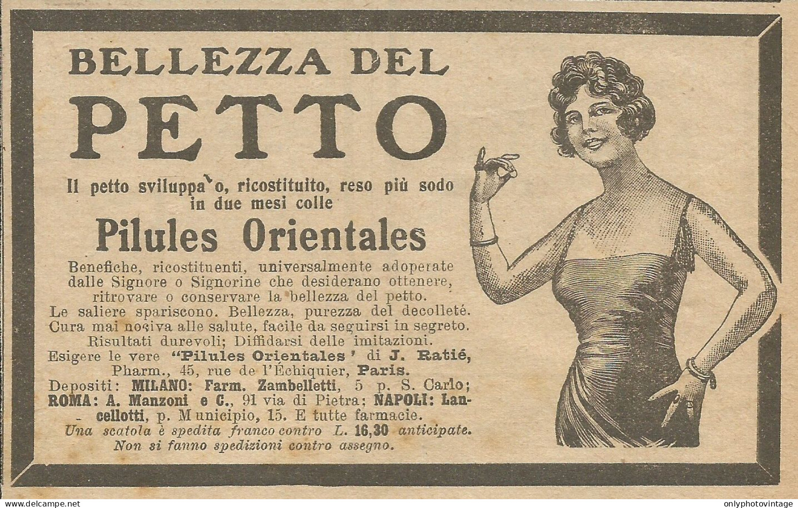 Bellezza Del Petto Con Pilules Orientales - Pubblicità 1925 - Advertising - Reclame