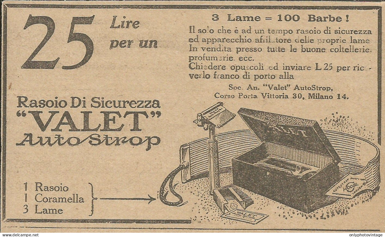 Rasoio Di Sicurezza VALET - Pubblicità 1924 - Advertising - Advertising