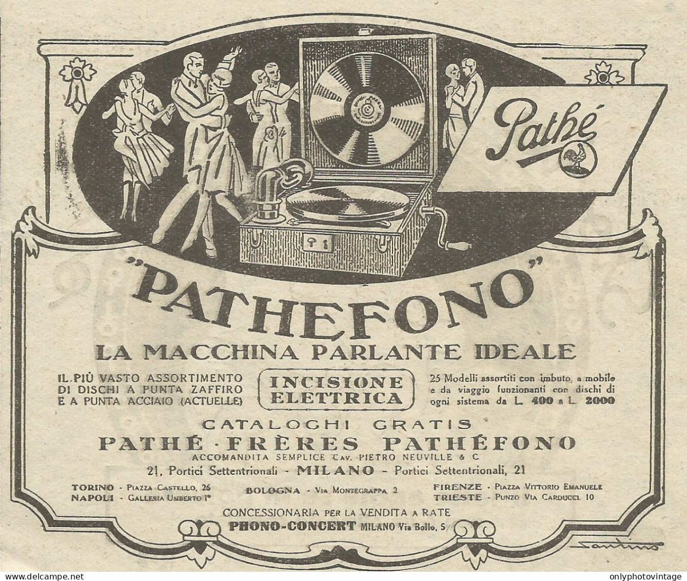 Pathefono La Macchina Parlante Ideale Pathè - Pubblicità 1928 - Advertis. - Advertising