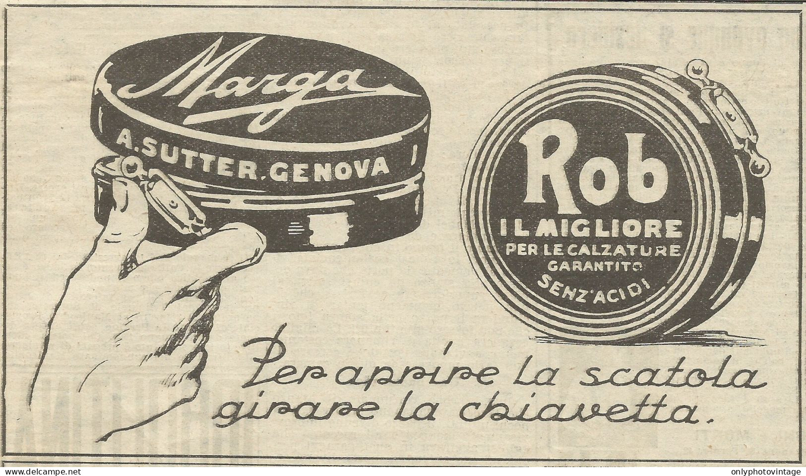 Crema Per Calzature Marga - A. Sutter - Pubblicità 1928 - Advertising - Reclame