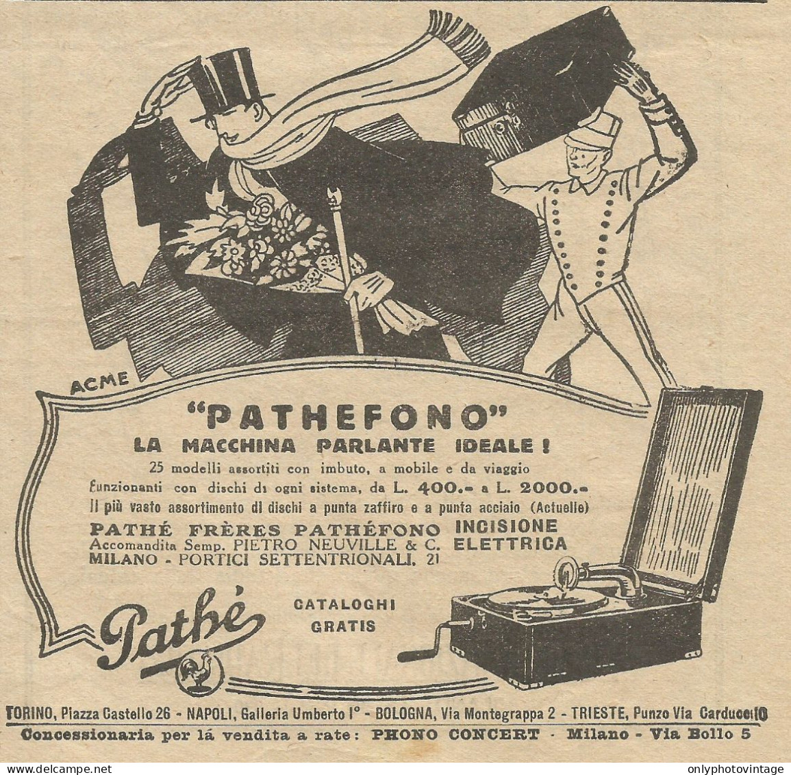 Pathefono La Macchina Parlante Ideale Pathè - Pubblicità 1928 - Advertis. - Reclame