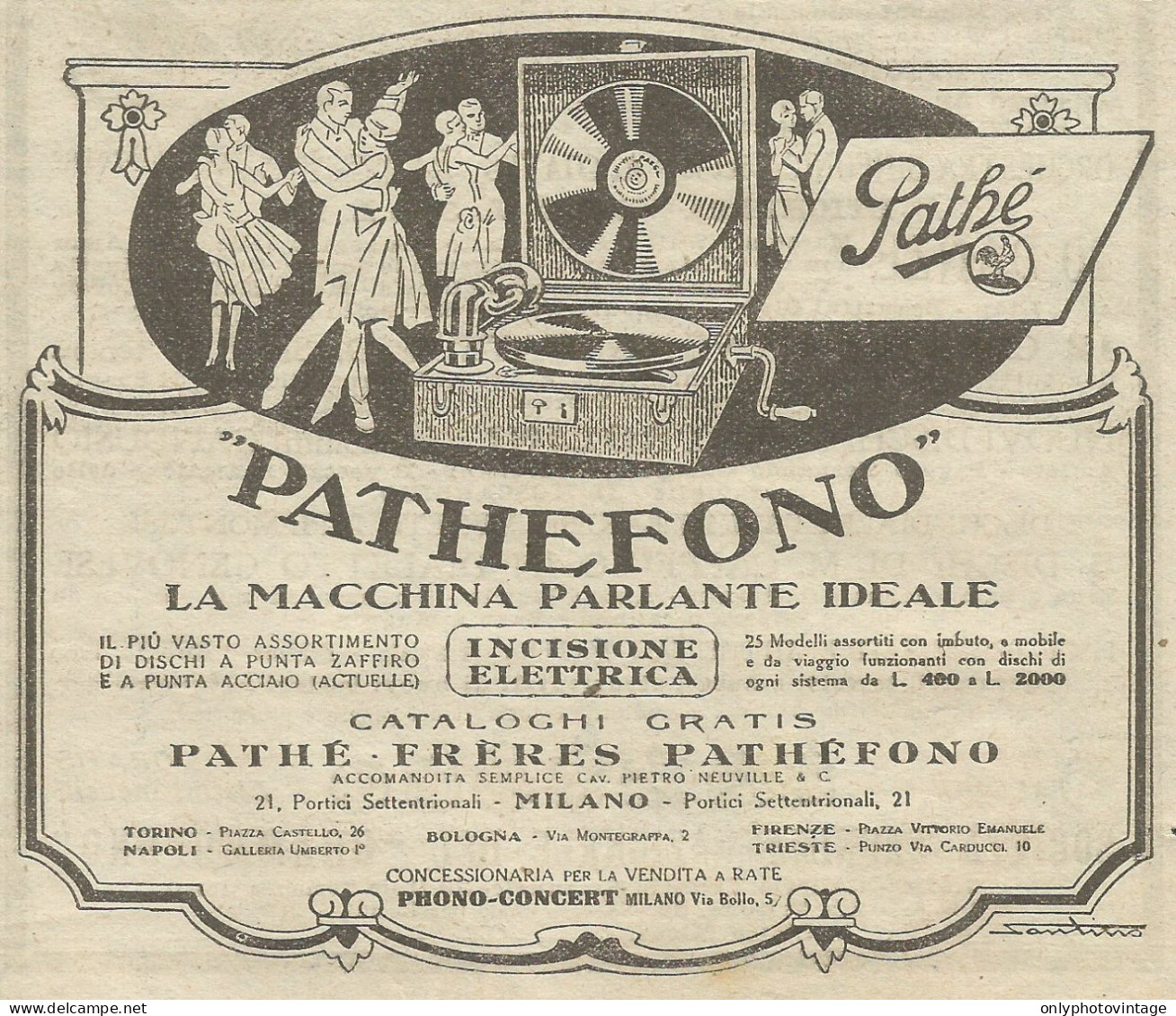 Pathefono La Macchina Parlante Ideale Pathè - Pubblicità 1928 - Advertis. - Publicités