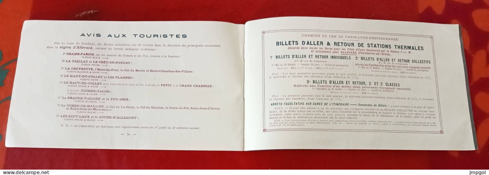 Guide Saison Thermale 1910 Allevard Les Bains Splendid Hôtel Casino Etablissement Thermal Eaux Minérales excursions ...