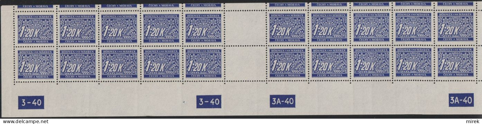 084/ Pof. DL 10, Cut Horizontal Interarchs Strip, Plate Numbers 3-3A-40 - Nuevos