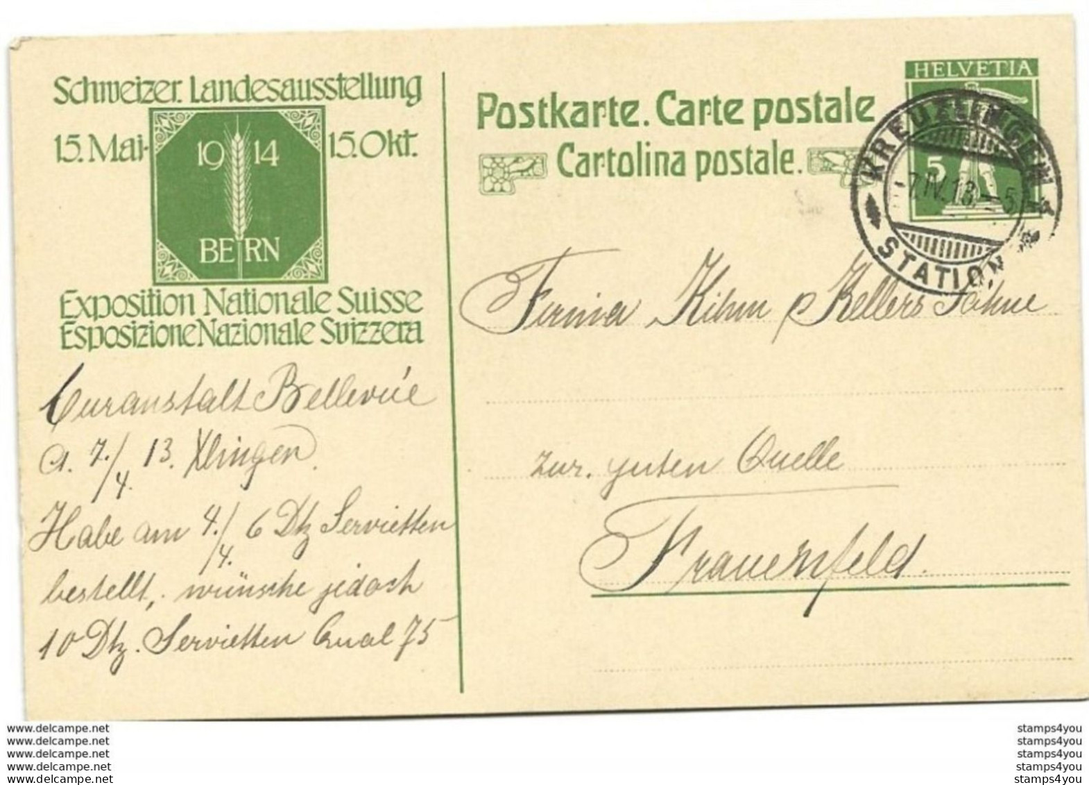 162 - 15 - Entier Postal Avec Cachet à Date"Kreuzlingen Station  1913 - Postwaardestukken