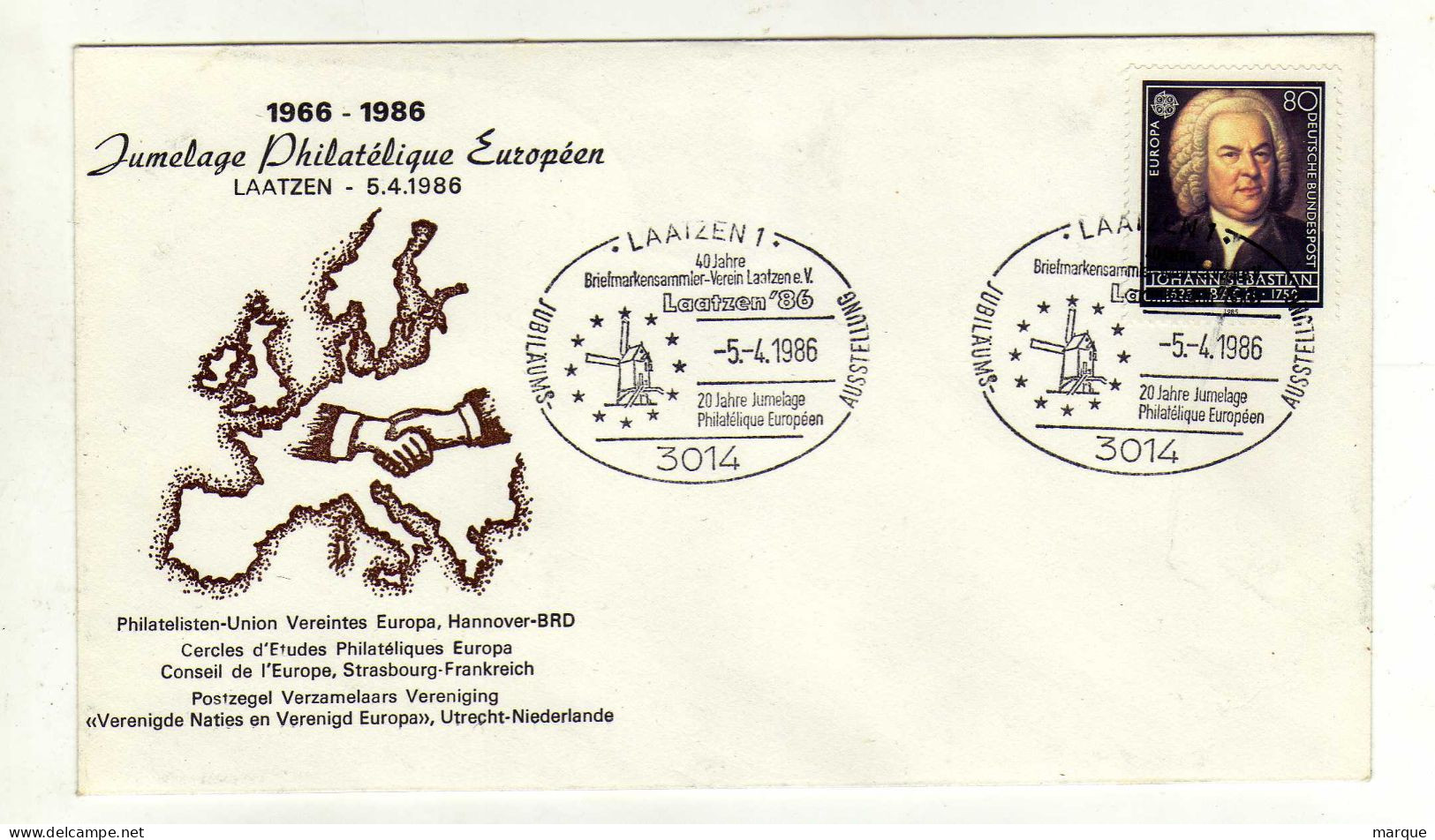 Enveloppe 1er Jour ALLEMAGNE DEUTSCHLAND EUROPA Oblitération 3014 LAATZEN 1 05/04/1986 - 1981-1990