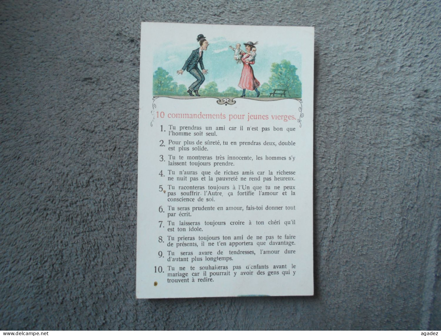 Cpa 10 Commandements Pour Jeunes Vierges - Couples