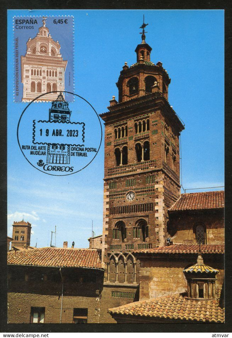 ESPAÑA (2023) Carte Maximum Card - EXFILNA JUVENIA 2023 - Catedral De Teruel, Torre Mudéjar - Cathedral, Cathédrale - Maximum Cards