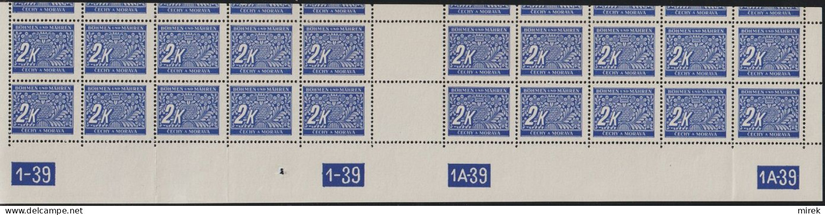 085/ Pof. DL 11, Cut Horizontal Interarchs Strip, Plate Numbers 1-1A-39 - Nuevos