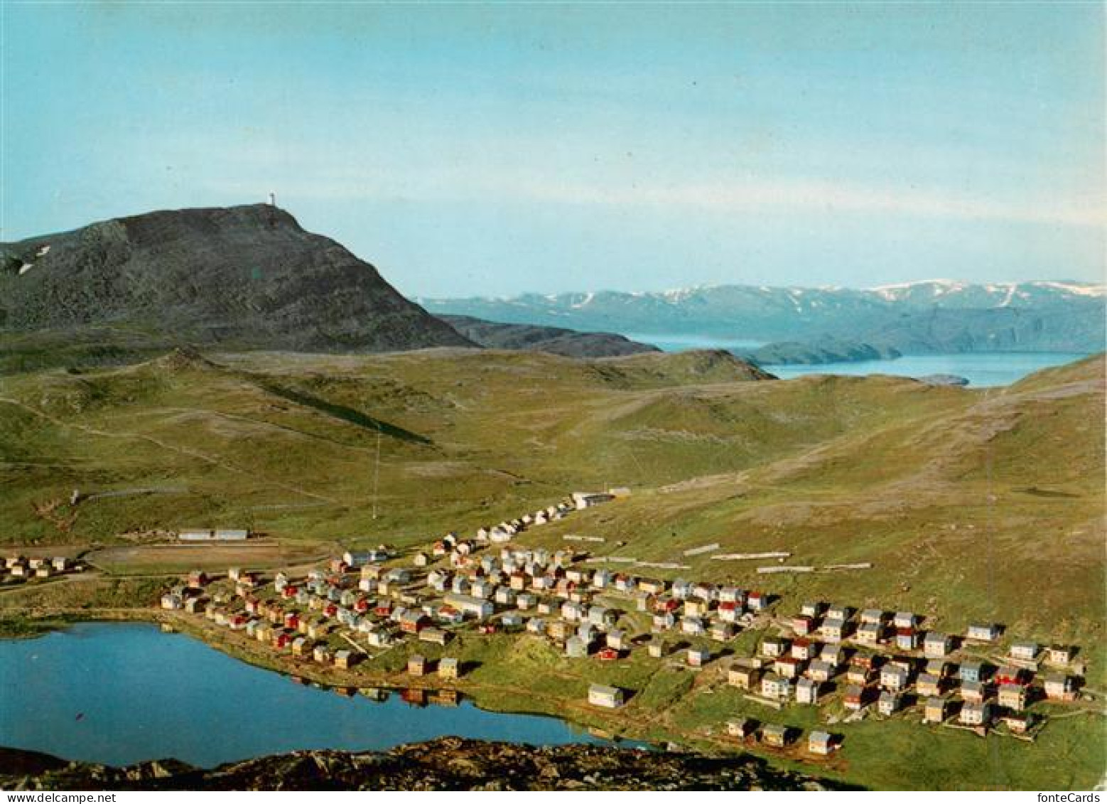 73917983 Hammerfest Norge Aerial View Of The Town At Lake Storvannet  - Norway