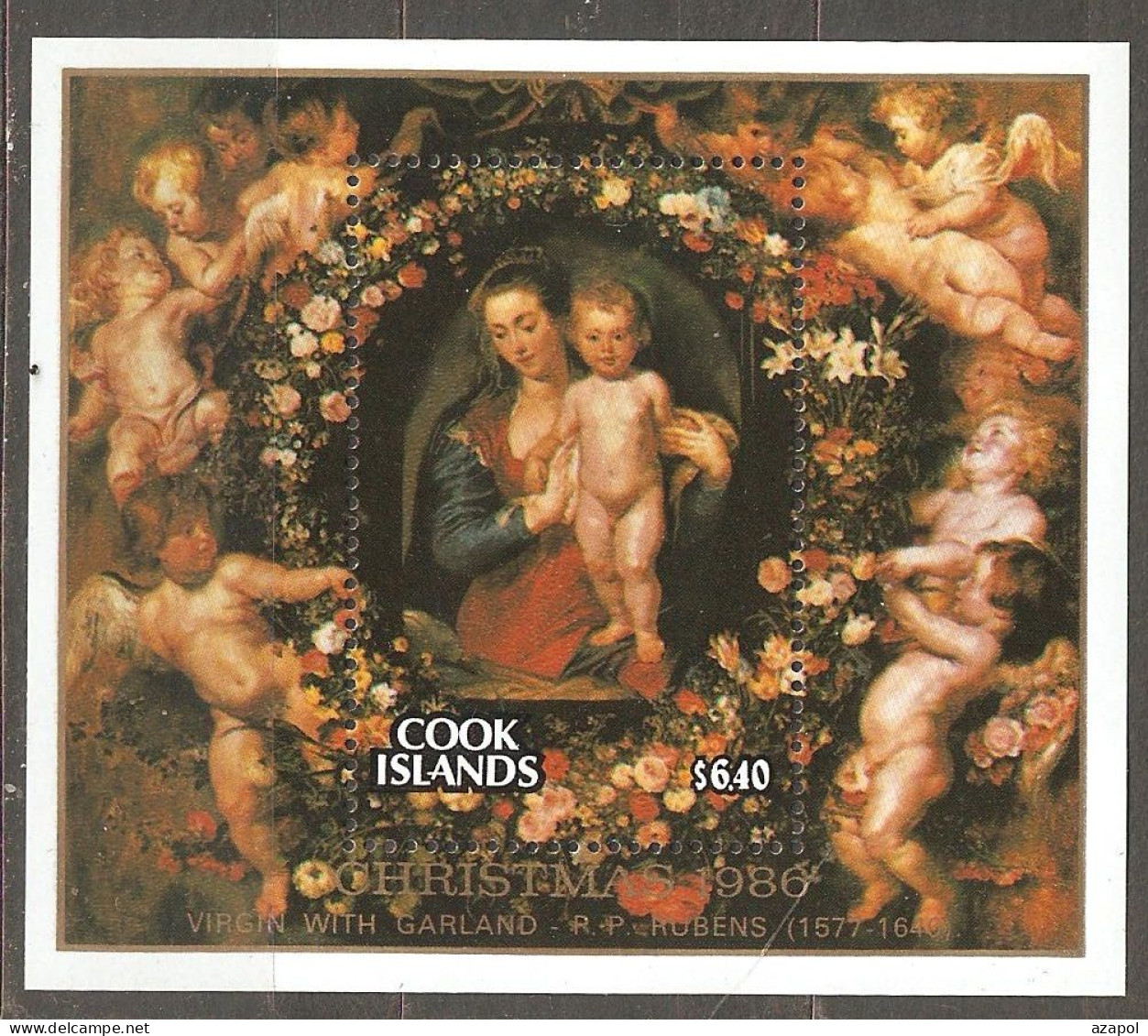 Cook Islands: Mint Block, Christmas - Painting By Rubens, 1986, Mi#Bl-173, MNH. - Cook