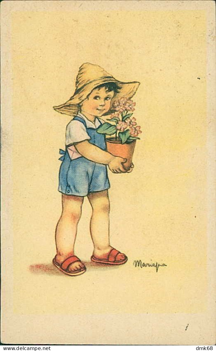 MARIA PIA FRANZONI TOMBA SIGNED 1940s POSTCARD - BOY & FLOWERS - EDIT DEGAMI 186  (5730) - Otros & Sin Clasificación