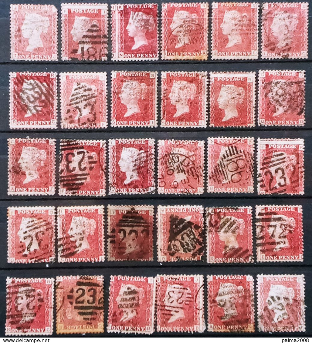 INGLATERRA LOTE 30 SELLOS IVERT Nº 26 PLANCHAS DIFERENTES USADOS LA REINA VICTORIA - LOS DE LA FOTO - Used Stamps