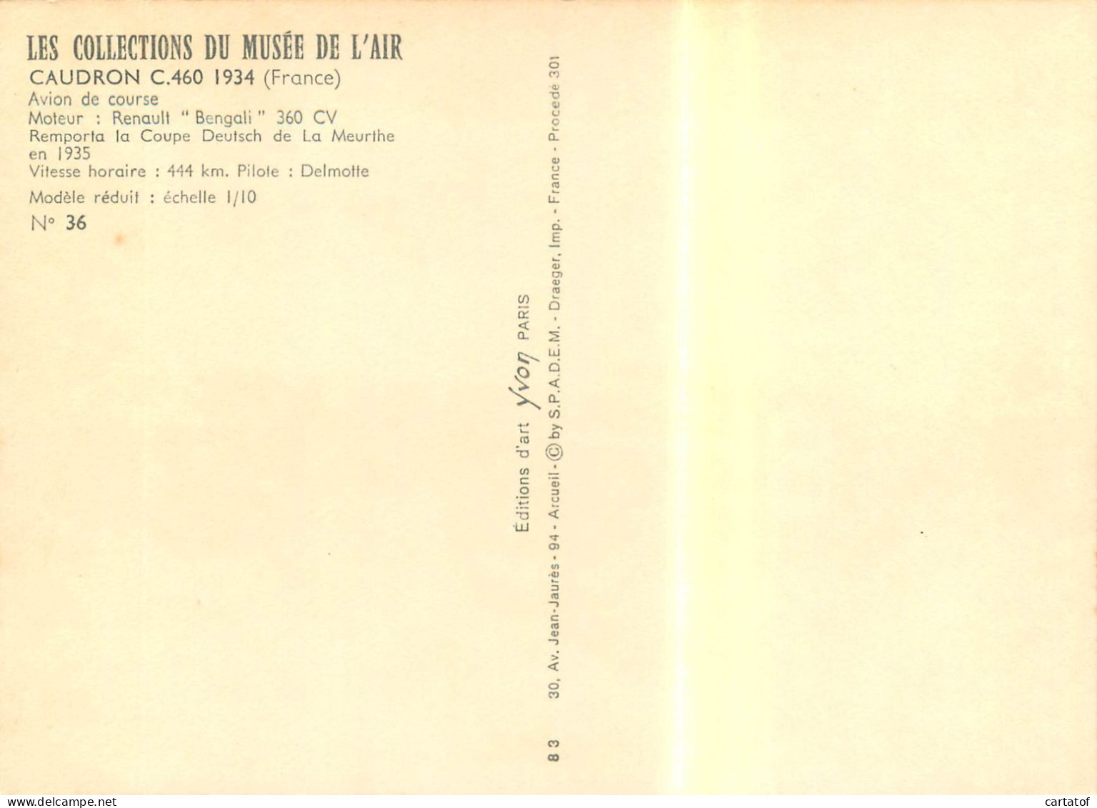 CAUDRON C 460 . 1934 . France  - Andere & Zonder Classificatie