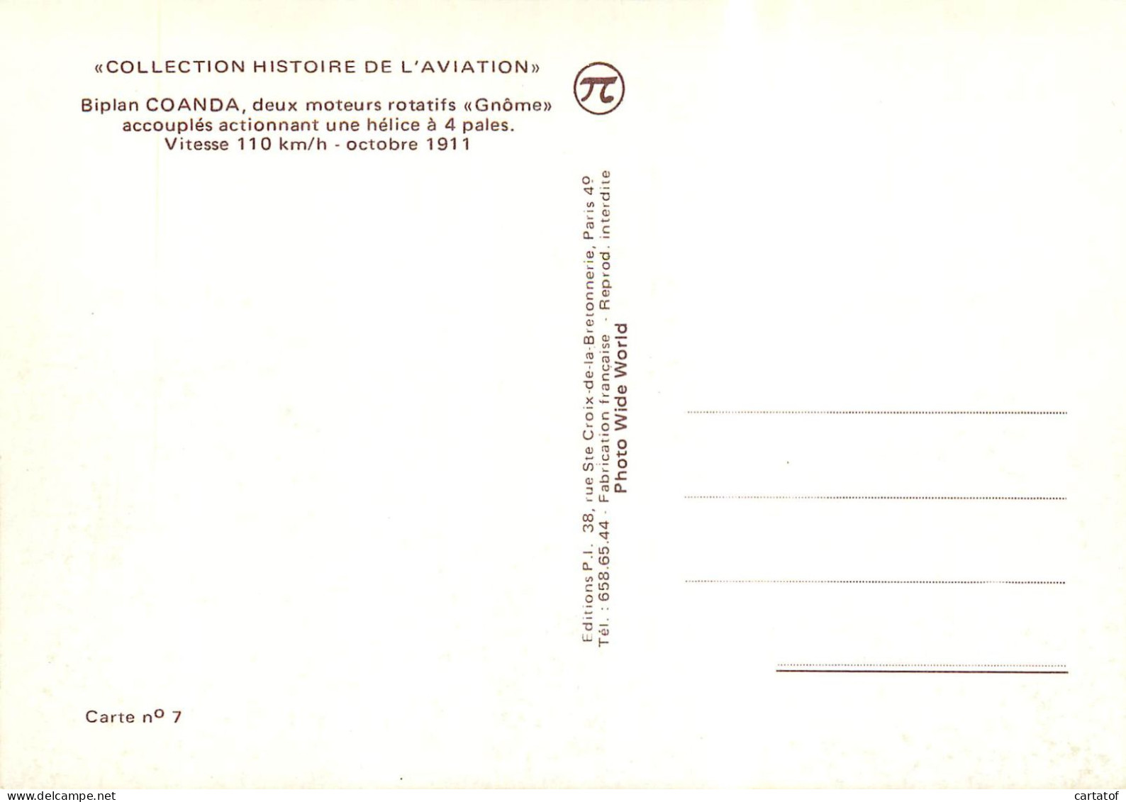 Biplan COANDA . COLLECTION HISTOIRE DE L'AVIATION - Other & Unclassified