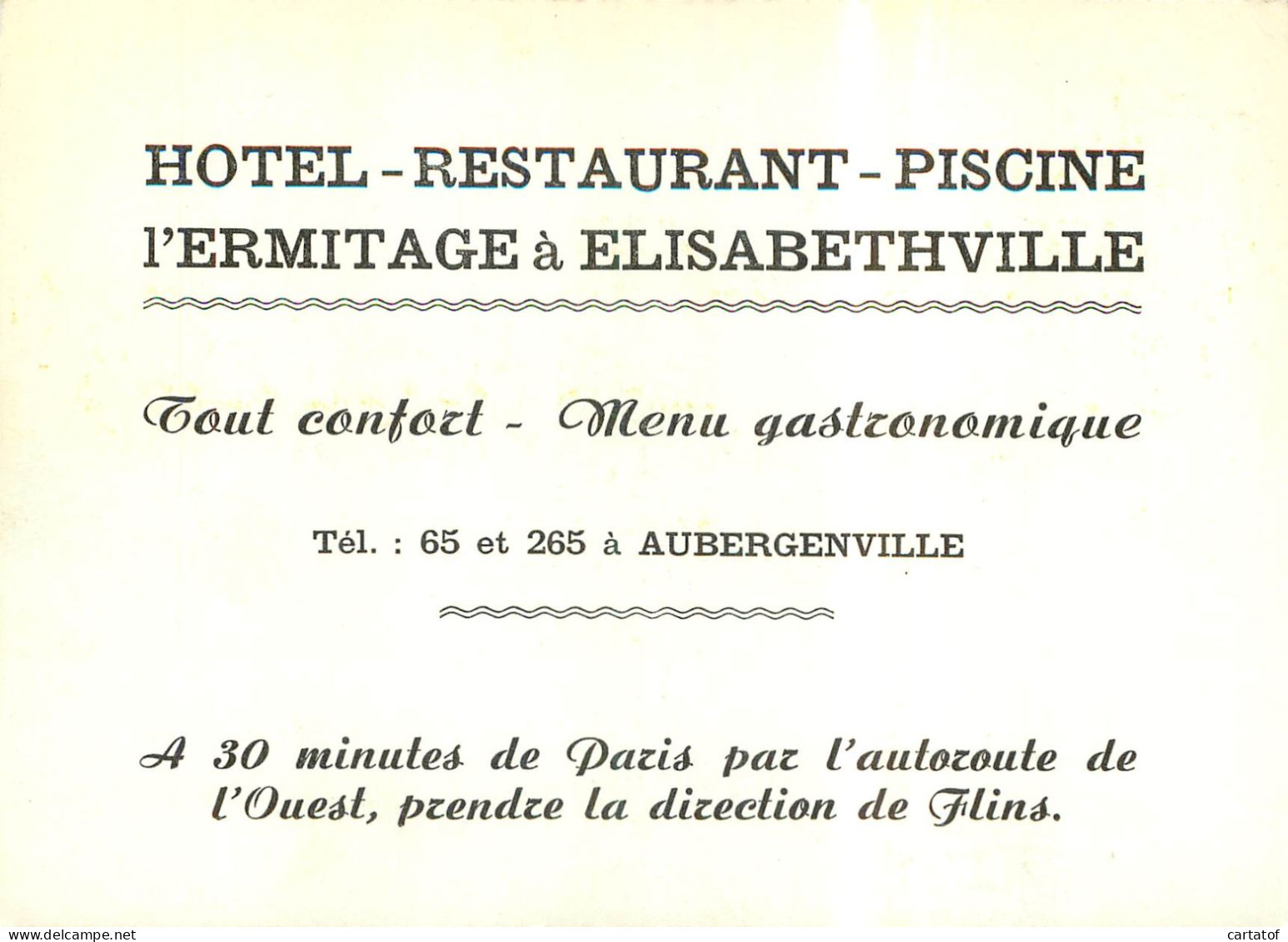 ELISABETHVILLE . Hotel Restaurant Piscine L'ERMITAGE . - Autres & Non Classés