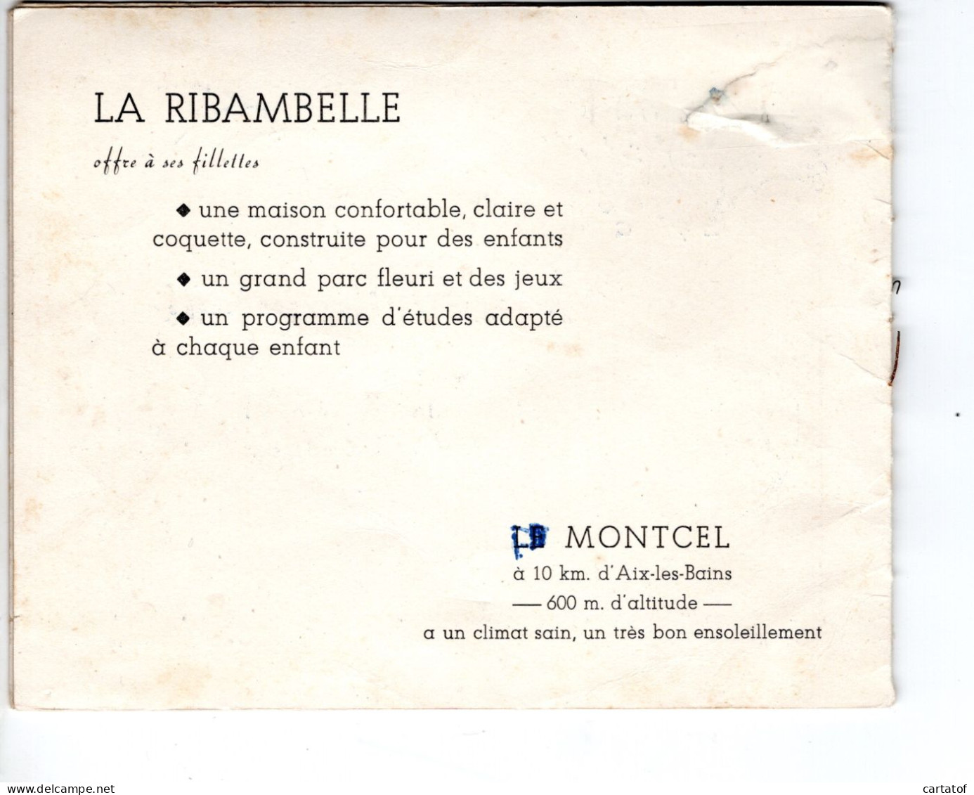 LA RIBAMBELLE à LE MONTCEL (SAVOIE) . Mme TREPIER  Livret De Présentation - Advertising