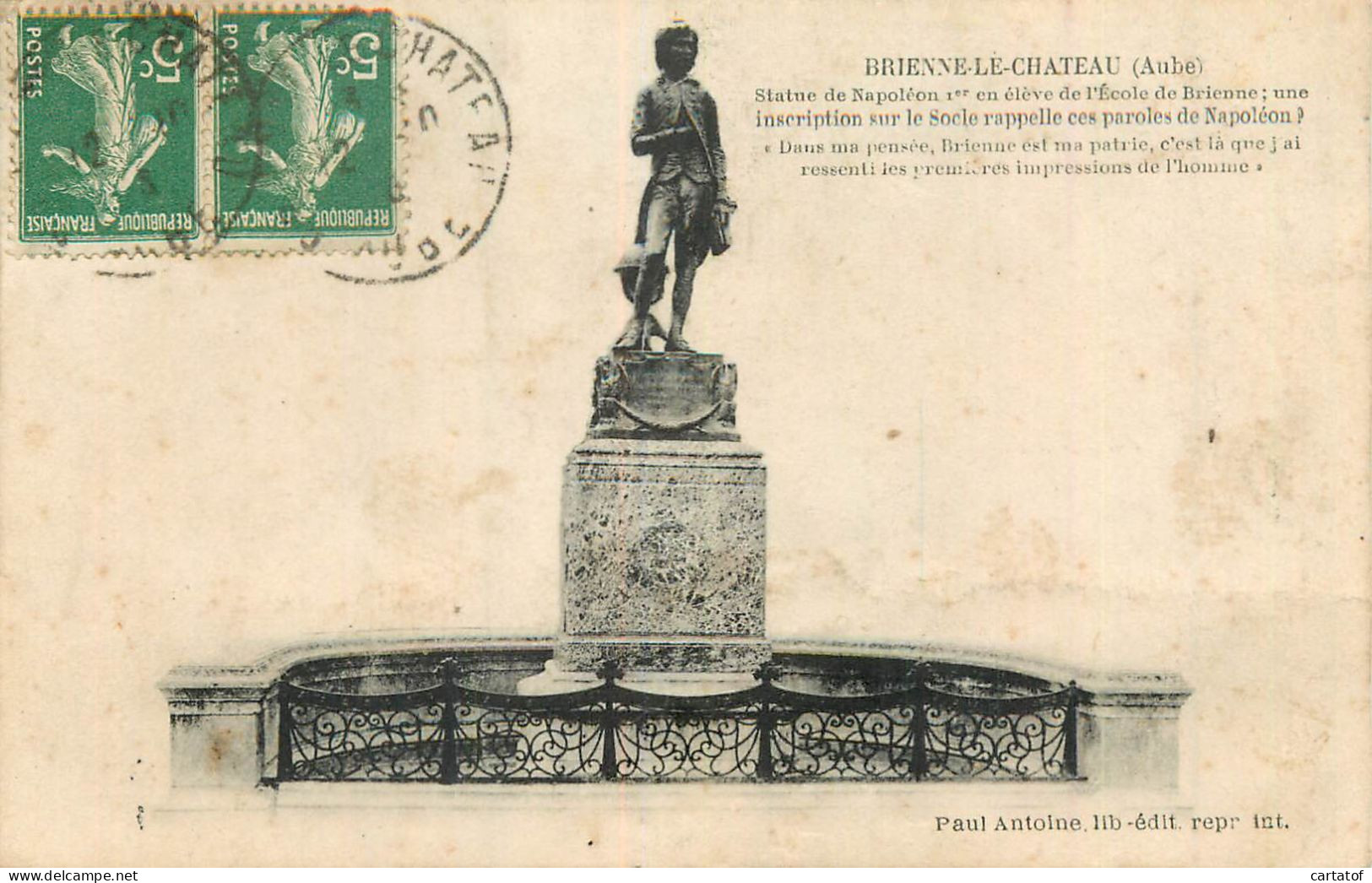 BRIENNE LE CHÂTEAU . Statue De Napoléon . - Other & Unclassified
