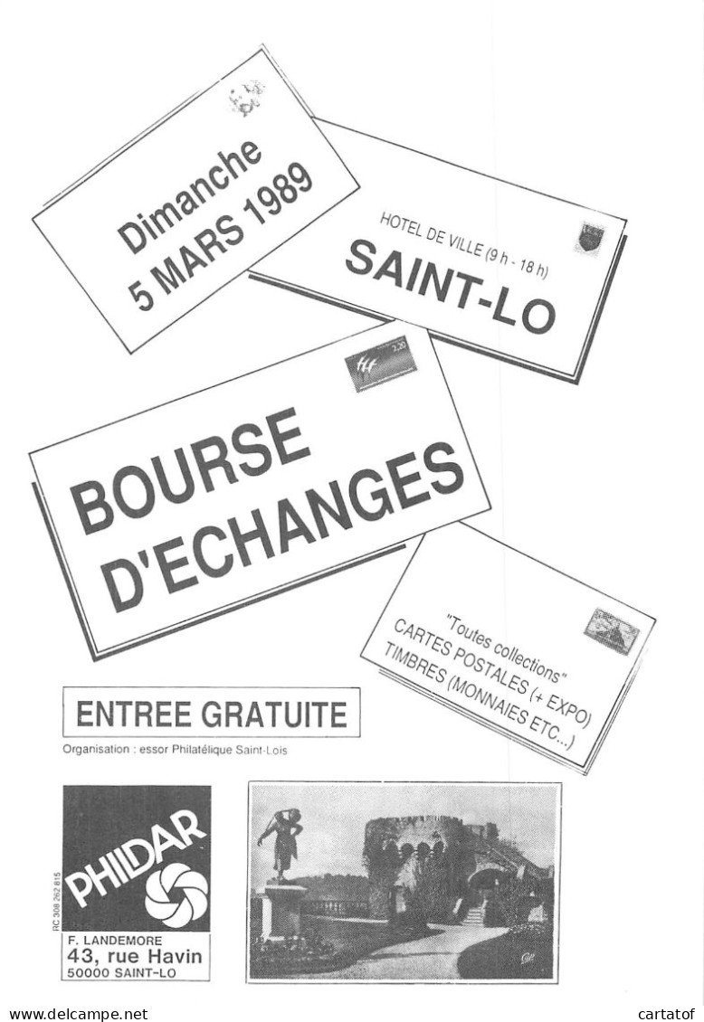 SAINT LO .  ESSOR PHILATELIQUE SAINT -LOIS . BOIURSE D'ECHANGE 1989 - Saint Lo