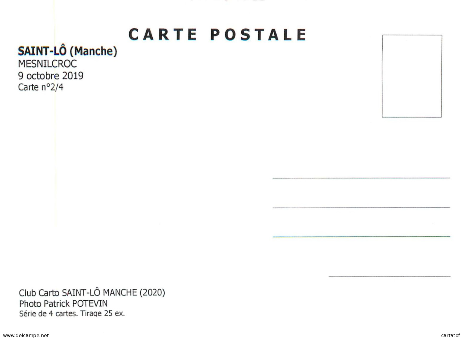 SAINT LO . Pont De La Mesnilcroc Oct. 2019 . Carte N°2 Série De 4 CP Tirage 25 Ex. CLUB CARTO - Saint Lo