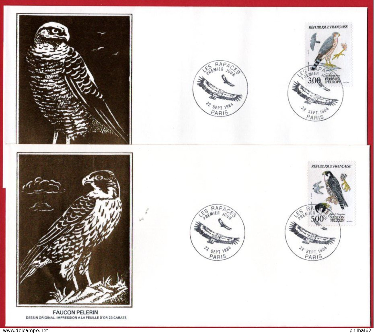 Lot De 4 FDC Les Rapaces, Gypaète Barbu, Circaète Jean Le Blanc, épervier D'Europe, Faucon Pélerin, N° 2337/2340. - 1980-1989