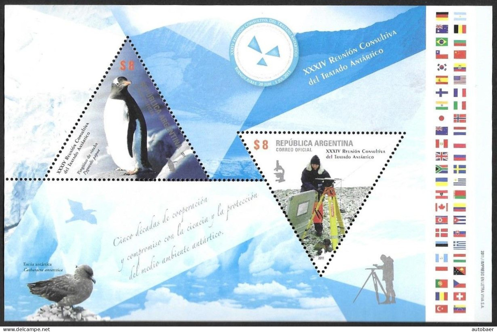 Argentina 2011 34. Reunion  Consultiva Del Tratado Antartico Antarctic Treaty Michel Bl. 126 (3399-00) MNH Postfr Neuf** - Unused Stamps