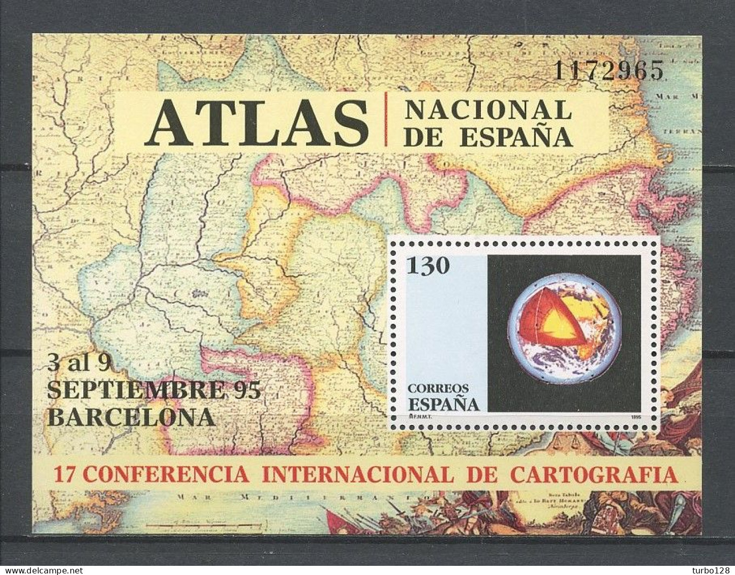 ESPAGNE 1995 Bloc N° 65 ** Neuf MNH Superbe C 3 € Cartographie Atlas National Conférence à Barcelone - Blocs & Feuillets