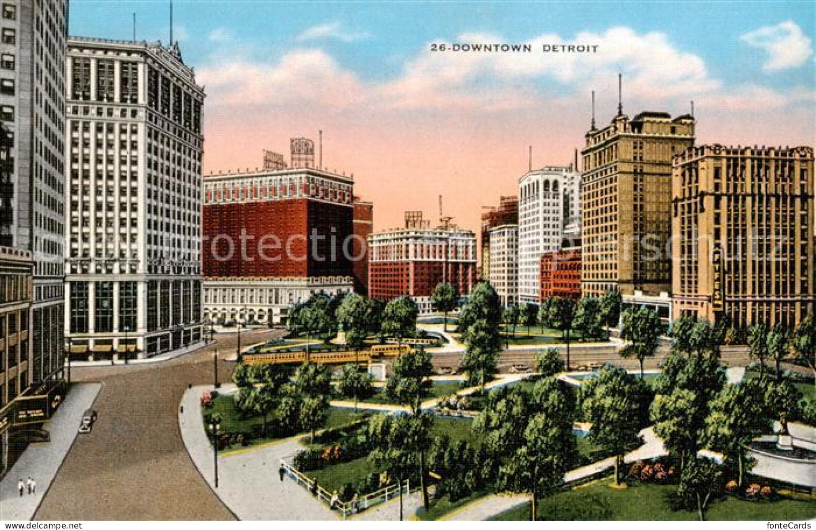 73819636 Detroit_Michigan Downtown Buildings Illustration - Sonstige & Ohne Zuordnung