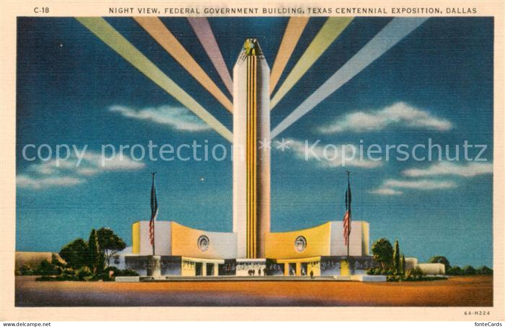 73807716 Dallas_Texas Night View Federal Government Building Texas Centennial Ex - Other & Unclassified
