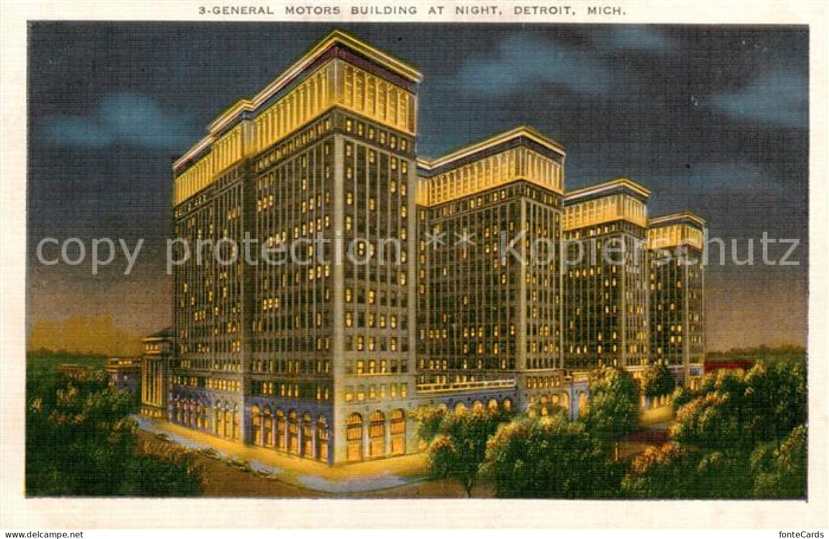 73807624 Detroit_Michigan General Motors Building At Night Litho - Other & Unclassified