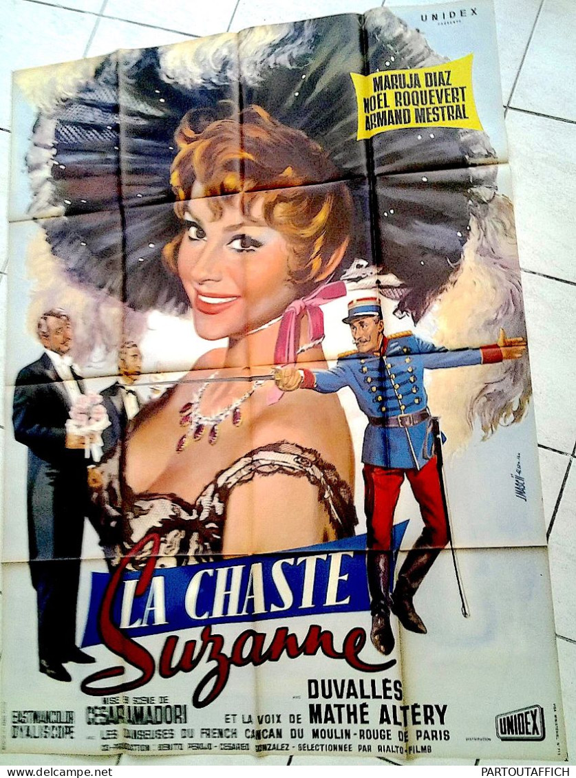 Affiche Ciné Orig CHASTE SUZANNE Diaz MARUJA French CANCAN 120X160 1963 Illu Mascii - Affiches & Posters