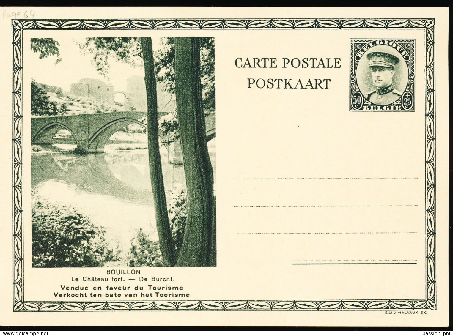 BELGIUM PPS  SBEP 22 BOUILLON UNUSED - Cartoline 1934-1951