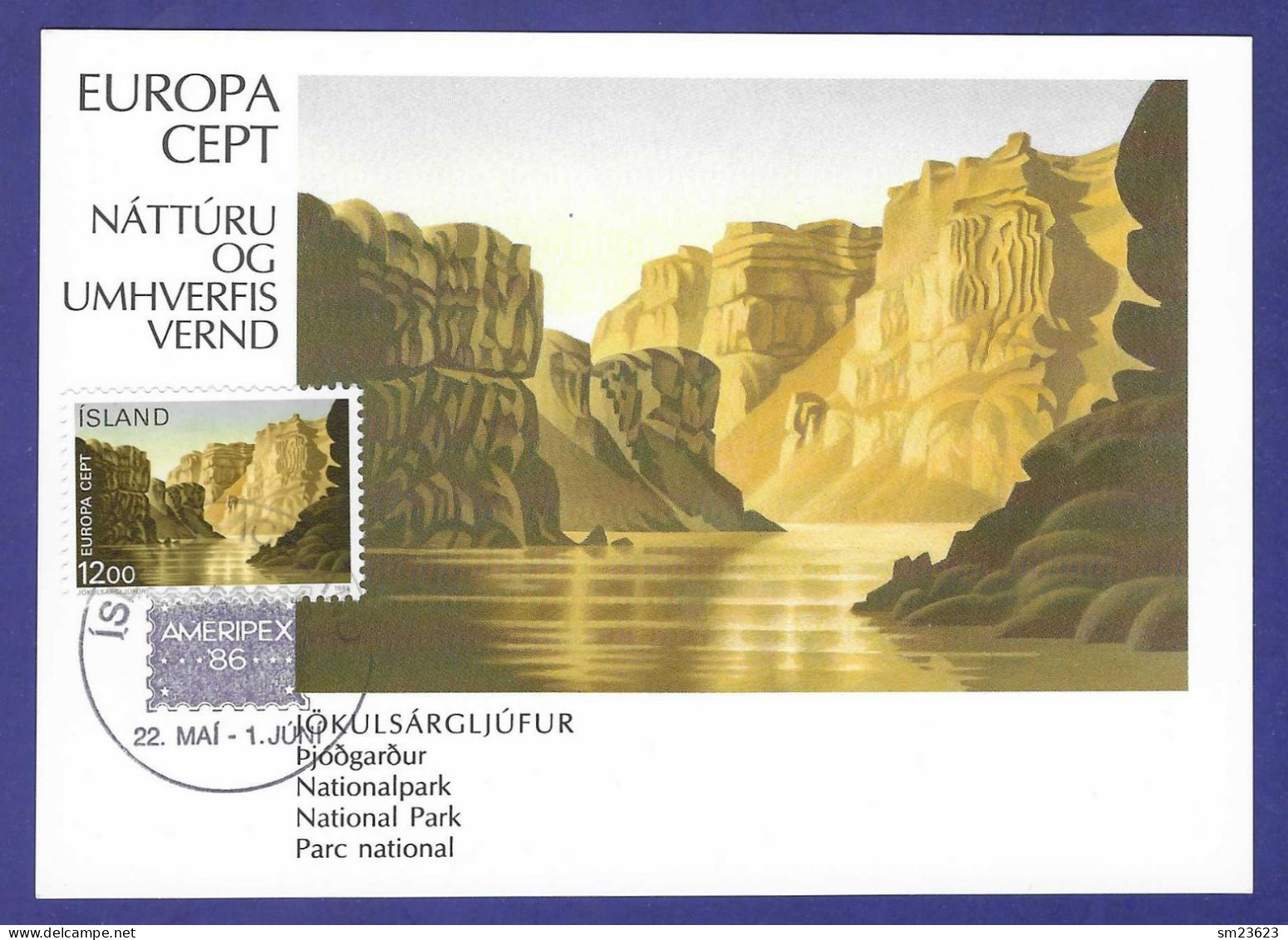 Island  1986  Mi.Nr. 649 , EUROPA CEPT Natur- Und Umweltschutz - Maximum Card - First Day Of Issue  22.May 1986 - 1986