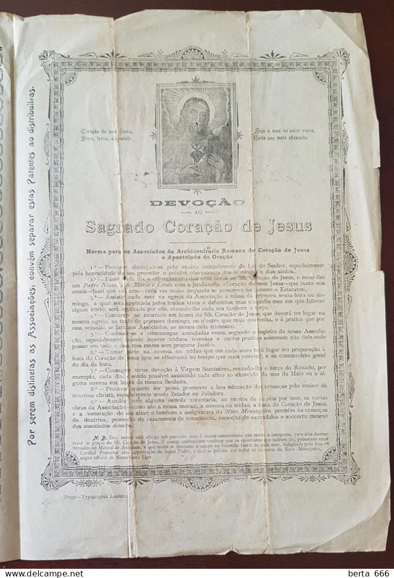Arquiconfraria Romana Do Sagrado Coração De Jesus * Patente De Admissão E Agregação * 1920 - Historical Documents