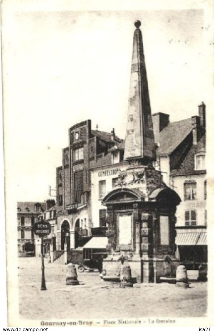 FRANCE: GOURNAY En BRAYE: Place Nationale, La Fontaine. 1936 - Gournay-en-Bray