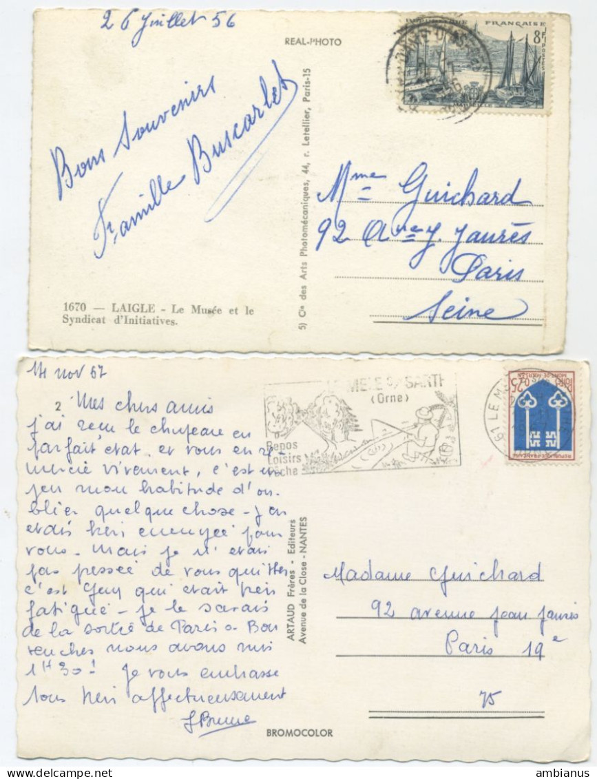 LOT 1 CPA + 4 CPSM 61 (La Chapelle Montligeon, Laigle, Le Mele Sur Sarthe, Mortagne, St Martin D'Aspres) - Autres & Non Classés