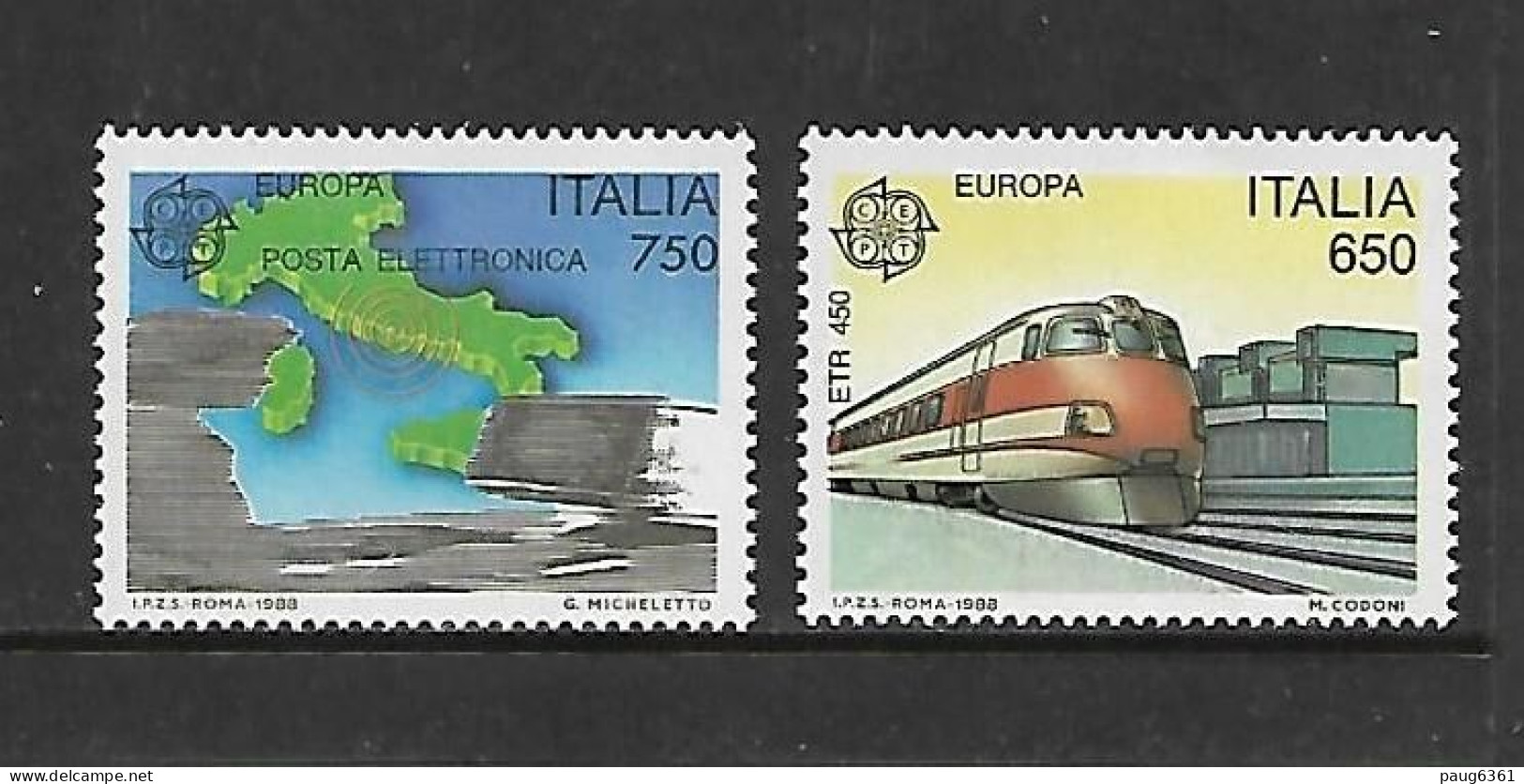 ITALIE 1988 TRAINS-EUROPA YVERT N°1775/1776 NEUF MNH** - Trenes