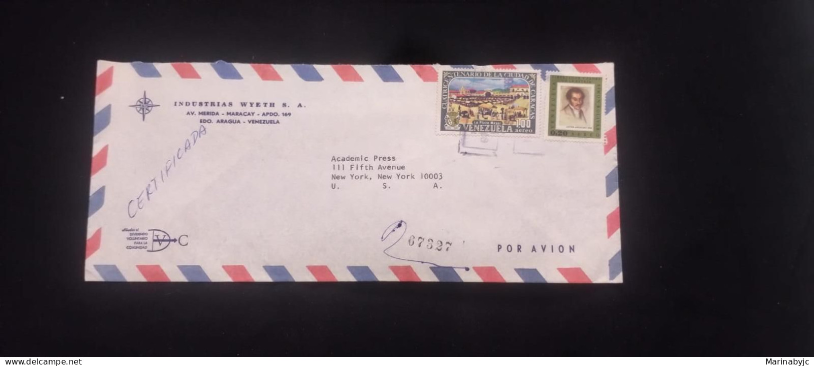 C) 1967. VENEZUELA. AIRMAIL ENVELOPE SENT TO USA. DOUBLE STAMP.  2ND CHOICE - Venezuela