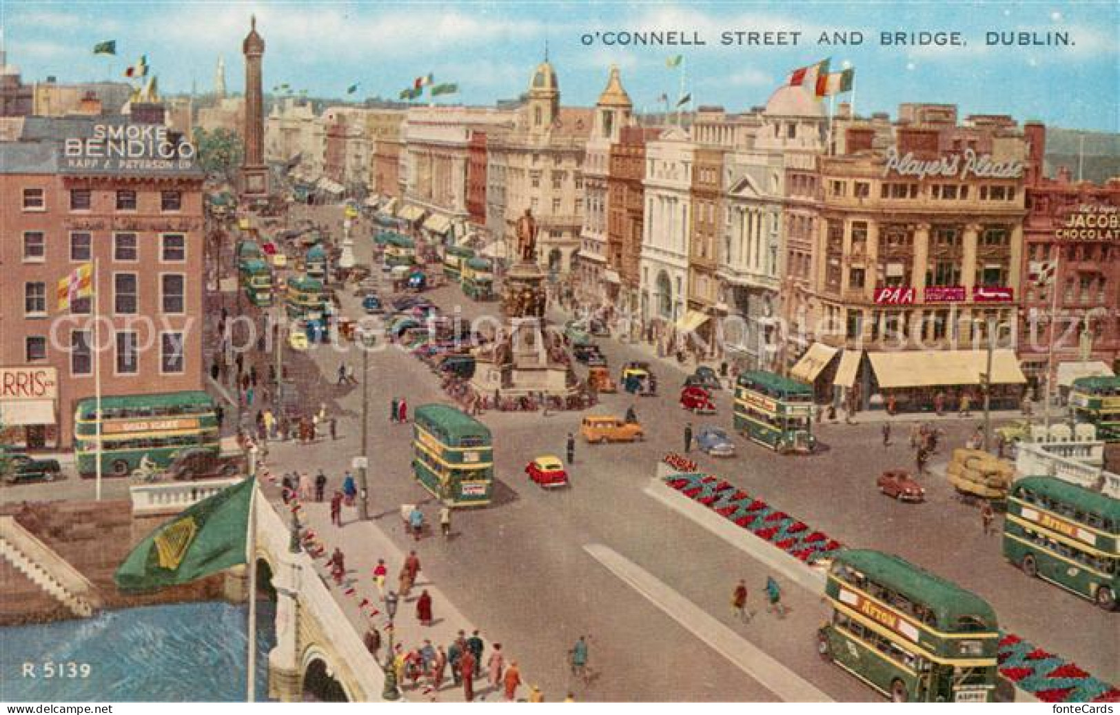 73782149 Dublin  Ireland UK O Connell Street And Bridge Valentines Post Card  - Altri & Non Classificati