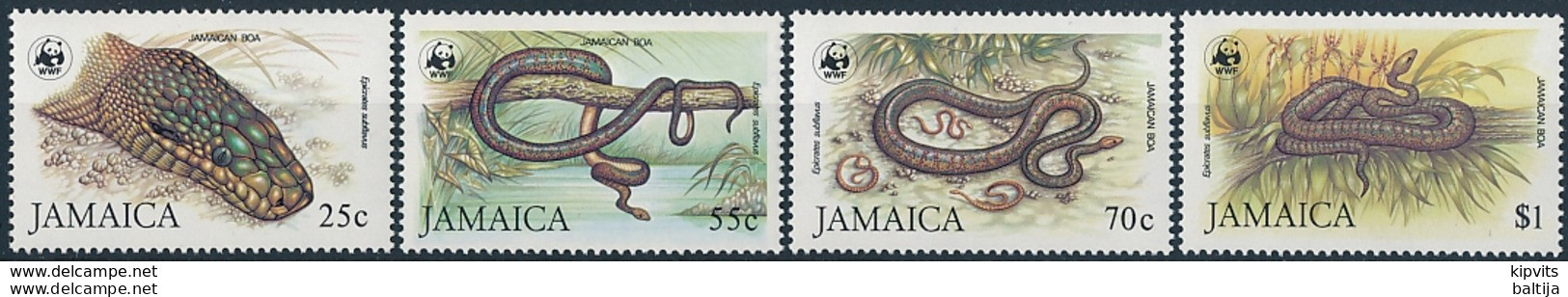 Jamaica Mi 591-94 I MNH ** / WWF / Reptile Snake Jamaican Boa Epicrates Subflavus - Nuovi
