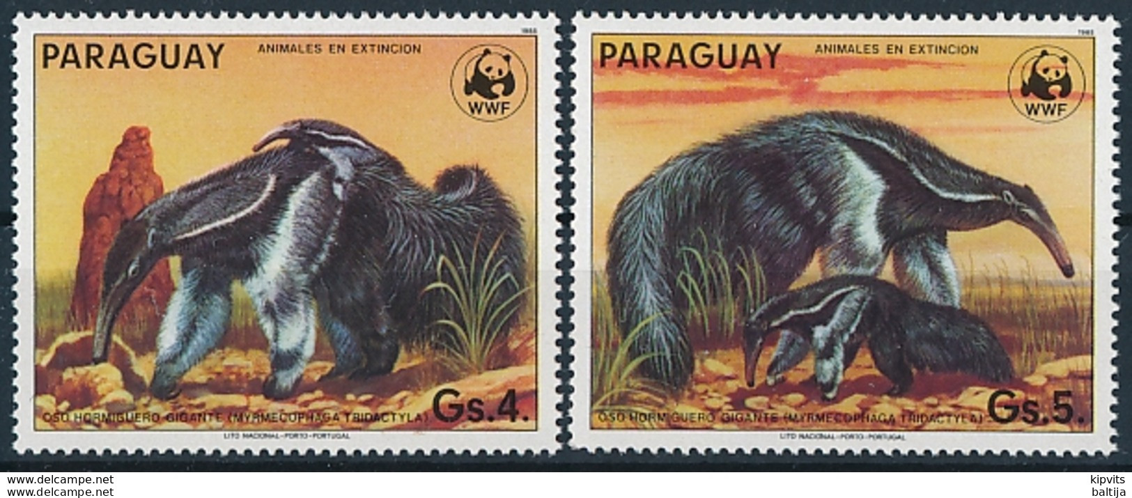 Paraguay Mi 3856-57 MNH ** / WWF / Giant Anteater Ant Bear Myrmecophaga Tridactyla - Nuovi