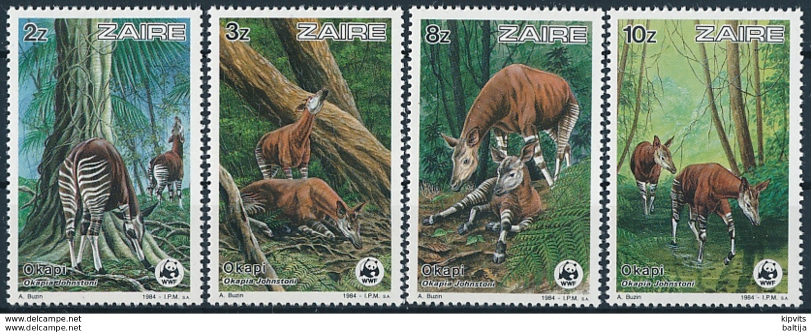 Zaire Mi 875-78 MNH ** / WWF / Okapi Okapia Johnstoni Giraffe Giraffidae - Neufs