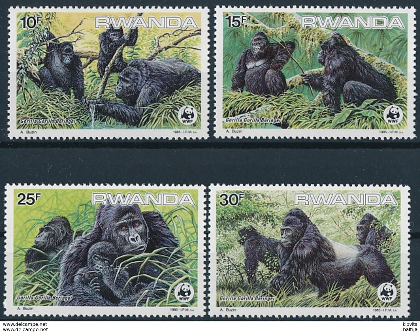 Rwanda Mi 1292-95 MNH ** / WWF / Mountain Gorilla Gorilla Gorilla Beringei Monkey Ape - Neufs