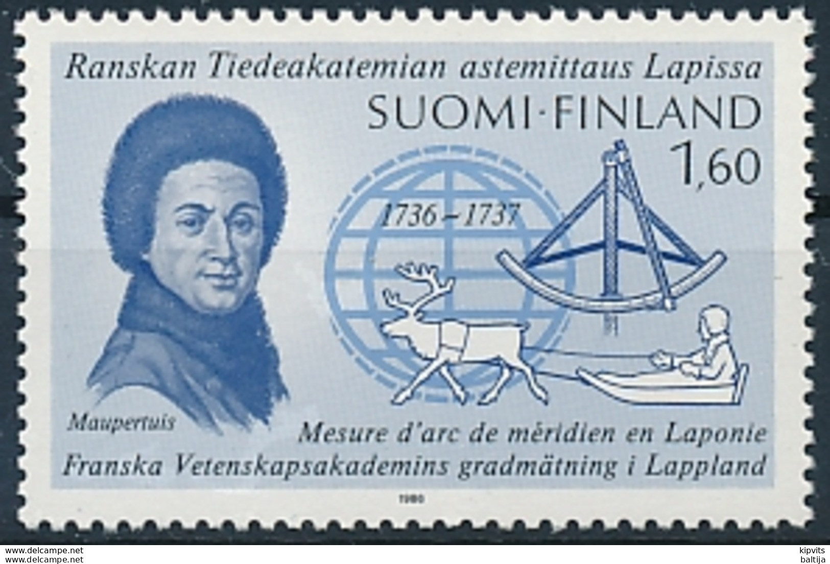 Mi 1002 MNH (**) Mathematician Philosopher Pierre Louis Maupertuis / Lapland Expedition 250th Anniversary - Unused Stamps