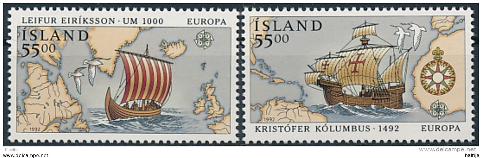 Mi 762-63  ** MNH CEPT Europa Discovery Of America 500th Anniversary Columbus Vikings - Nuevos