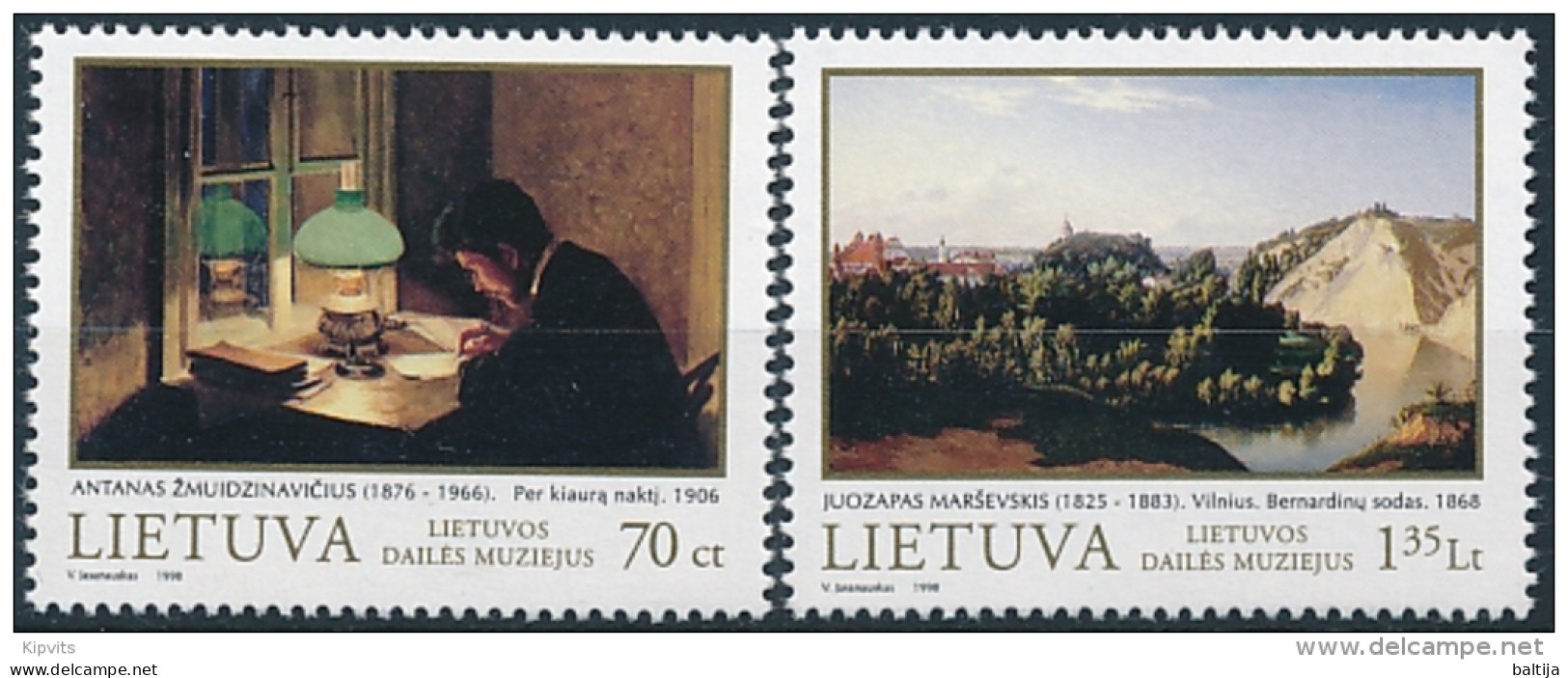 Mi 678-79 ** MNH Painting National Art Museum Å½muidzinaviÄius, Mar&scaron;evskis - Lituania