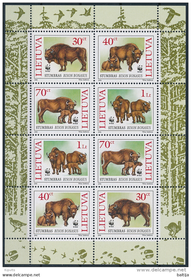 Mi 599-602 S/S ** MNH WWF Bison Bonasus - Litauen