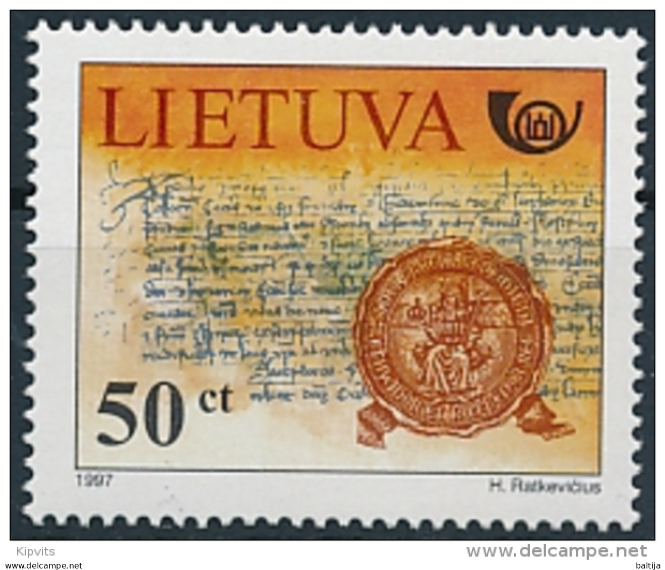 Mi 651 ** MNH Postal History Facsimile Letter Grand Duke Gediminas 1323 - Lituanie