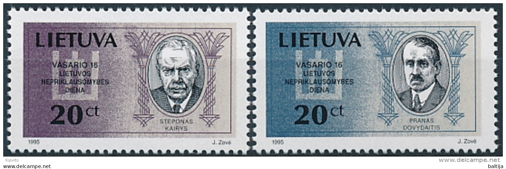 Mi 573-74 ** MNH 16 February Declaration Of Independence Day Politicians - Lithuania