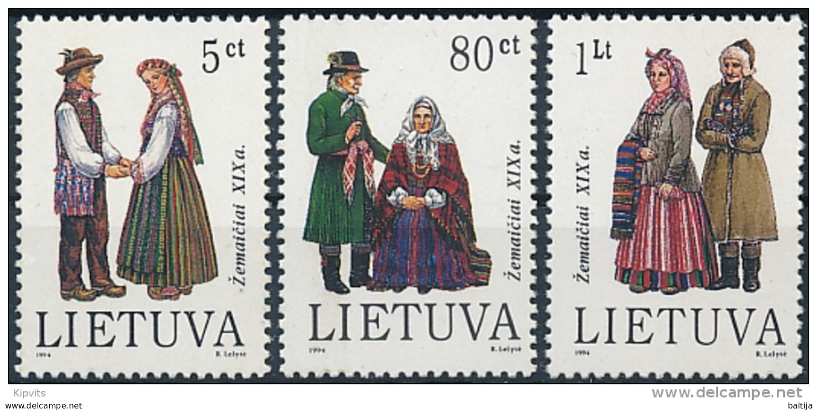 Mi 557-59 ** MNH Traditional Costumes - Lithuania